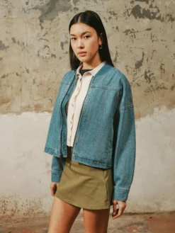 DENIM RELAXED FLIGHT JACKET WOMENS