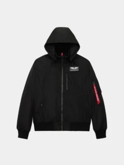 HOODED RIB FLIGHT JACKET