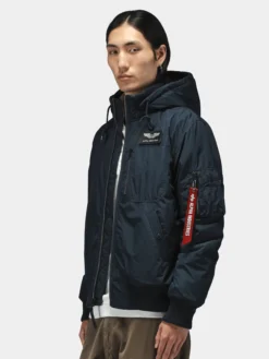 HOODED RIB FLIGHT JACKET
