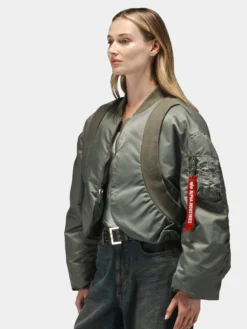 KNIT RIB MA-1 FLIGHT JACKET WOMENS (FIELD GRAY)
