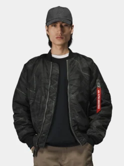 MA-1 ZIPPERED PRINT FLIGHT JACKET