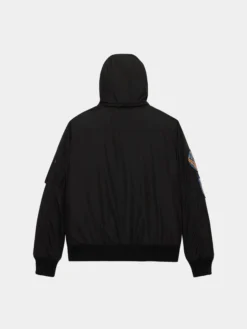 PATCHED HOODED RIB FLIGHT JACKET