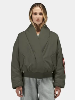 SHAWL COLLAR BOMBER JACKET WOMENS (FIELD GRAY)