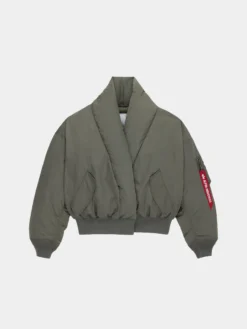 SHAWL COLLAR BOMBER JACKET WOMENS (FIELD GRAY)