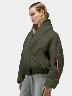 SHAWL COLLAR BOMBER JACKET WOMENS (FIELD GRAY)